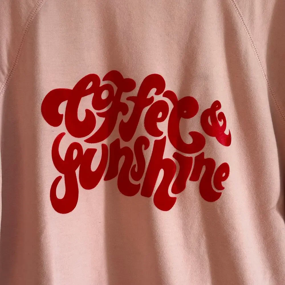 Wildfox Pink Coffee & Sunshine Oversized Felt Sweater